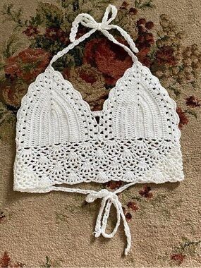 white crochet halter blouse
